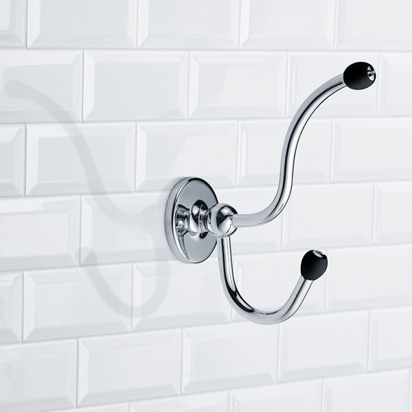 Lefroy Brooks Classic Black Double Wall Mounted Robe Hook with Acorns Wayfair Canada